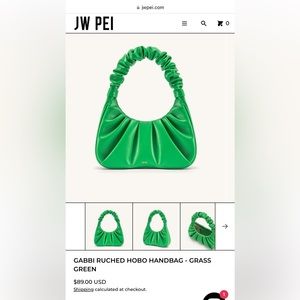 JW PEI green Gabbi ruched hobo handbag NEW